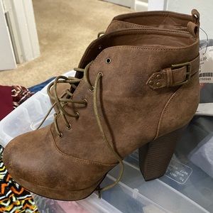 Brown high heel platform shoes 11w